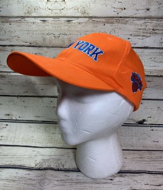 York Knicks Nba Basketball Snapback Hat Orange Cap Ny Made Euc