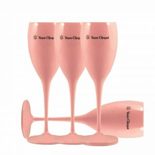 Veuve Clicquot Pink Rose Acrylic Champagne Flute Glass X 4