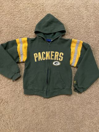 Green Bay Packers Nfl Reebok Kids Zip Up Sweatshirt Hoodie Sz 6/ 8