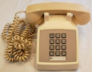 Western Electric Bell System 2500 Dm Desk Telephone Push Button Beige
