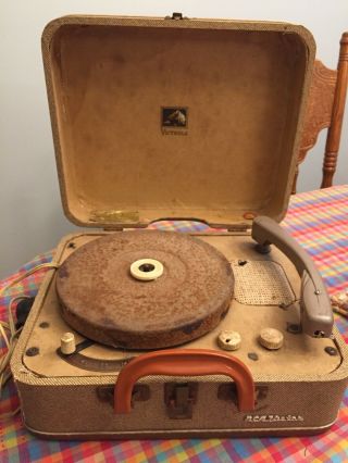 Vintage 1950s Rca Victor Victrola Suitcase Phonograph Record Player 6 - Emp - 2b