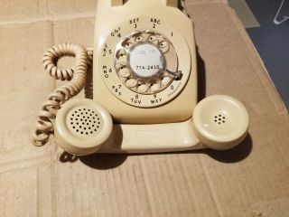 Vintage 1960 ' s Bell System Western Electric Rotary Dial 500 Desk Phone Beige 3