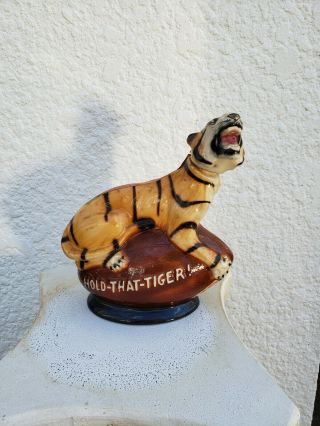 Double Springs Distillers " Hold - That - Tiger " Football Porcelain Decanter