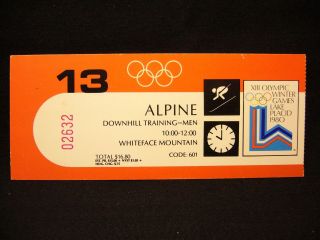 1980 Lake Placid Olympic Games Ticket Stub Alpine Skiing - 13 Feb
