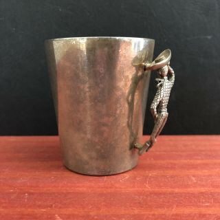 Vtg Unique Ooak Napier Cowboy Handle Silver Plated Jigger Shot Glass,  1 - 2 Shots