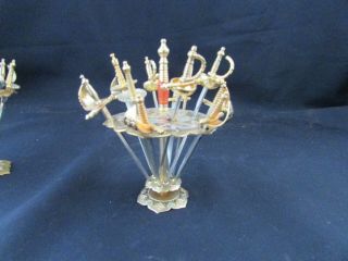 Vintage Toledo Spain 2 Stands 24 Total Sword stand and cocktail picks M C M 2