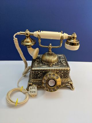 Vintage Brass French Victorian Princess Style Rotary Phone - Cond.