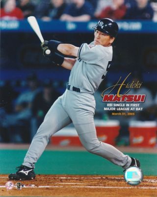 Hideki Matsui 55 York Yankees 8x10 Licensed Photo File 1st At Bat 2003