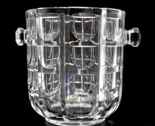 Vintage Crystal Glass Ice Bucket - Unusual Modern Design 8 " Tall