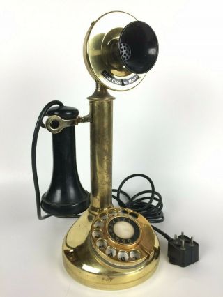 Vintage Antique Brass Candlestick Rotary Phone - Japan,  " Fold - A - Fone " Inc