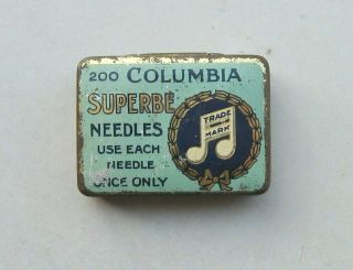 Early Version Columbia  Gramophone / Phonograph Needle Tin & Needles