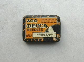 Decca Gramophone / Phonograph Needle Tin - - Rare Casablanca Retailer
