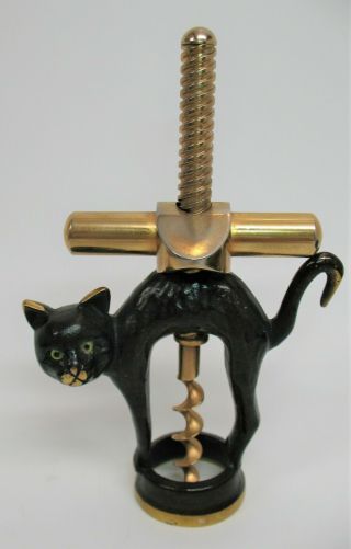 Rare Antique Germany Black Cat W/glass Eyes Corkscrew By Monopol Usbeck & Son Co