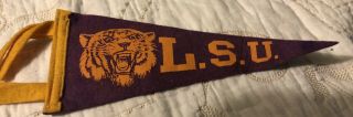 Vintage Lsu Tigers Louisiana State Mini Pennant Flag 3.  5” X 8.  5”
