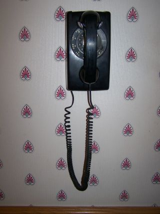 Vintage Western Electric Bell Black Wall Hanging Rotary Dial Phone /