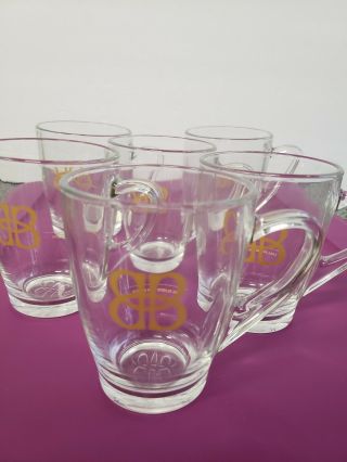 Set Of 6 Baileys Irish Cream Coffee Mugs Clear Glass Cups