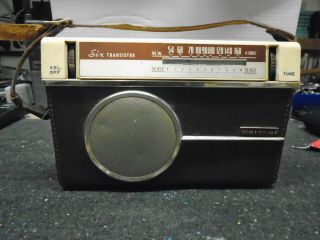 Vintage Old Design Marconi Model 2007 Transistor Radio With Leather Case