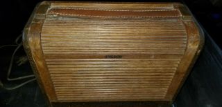 Rare 1946 Vintage Philco Model 46 - 350 Leather Portable Leatherette/ Tube Radio