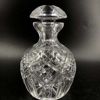 Vintage Crystal Glass Decanter Vodka Cognac Carafe Barware W/ Stopper 8 " Tall
