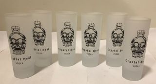 Rare Set Of 6 Crystal Head Vodka Frosted Shot Glasses Dan Aykroyd Promo