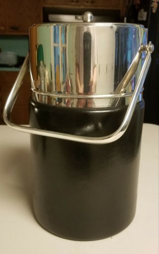 Vintage Gucci Leather And Chrome Insulated Glass Ice Bucket - 1970s - 80s