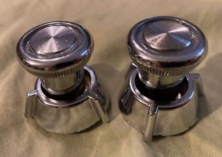 4 Vtg Chrome Car Radio Stereo Knobs With Bisected And Round Shafts Audiovox