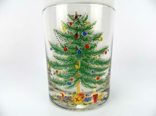 Vintage Culver Christmas Tree 22k Gold Double Old Fashioned Bar Glasses Tumblers