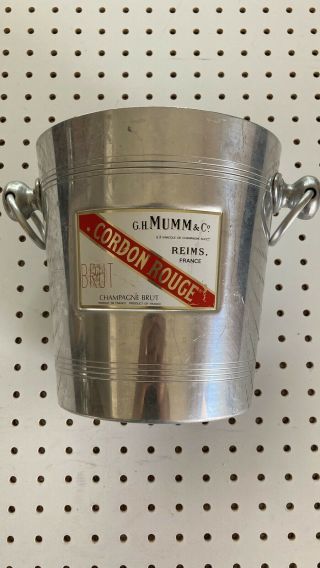 French Aluminum Champagne Ice Bucket Cooler G H Mumm Cordon Rouge