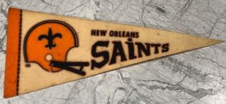 Vtg Nfl Orleans Saints 2 - Bar Helmet Mini Pennant 4”x 9” Felt Banner Undamage