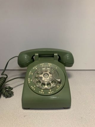 Vintage Rotary Desk Phone In Color Sage