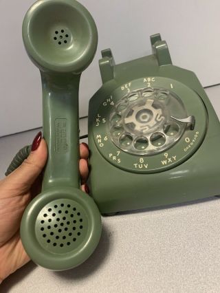 Vintage Rotary Desk Phone In Color Sage 2