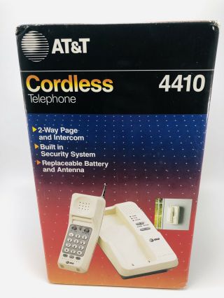 Rare Vintage White At&t 1988 Cordless Telephone 4410 - Nos