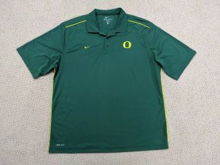 Nike Oregon Ducks Polo Shirt Men Xl Extra Large Green Yellow Dri Fit Lightweight