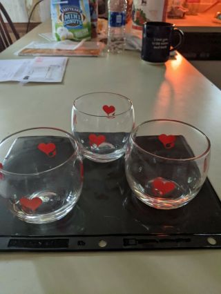 1969 Plymouth 8 Oz.  Heart Drink Tumblers Glasses 3