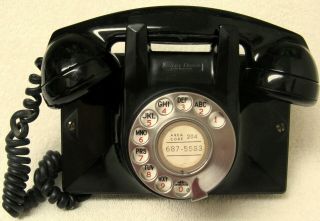 1940s Canadian Northern Electric Black Bakelite Rotary Dial Wall Mount Uniphone
