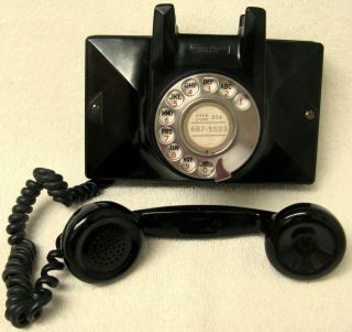 1940s Canadian Northern Electric Black Bakelite Rotary Dial Wall Mount Uniphone 2