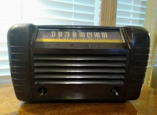 1947 Rca Bakelite Tube Am Radio Model 65 X 1 Powers Up For Restoration Or Parts