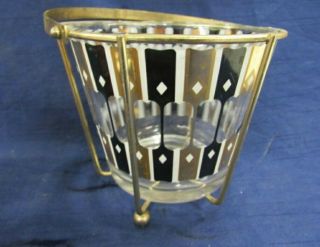 Mcm Culver Black Gold Atomic Arrow Ice Bucket And Wire Basket Holder