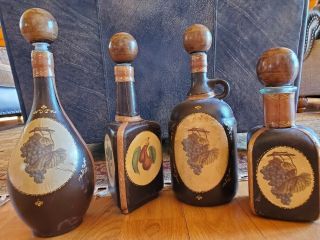 Fausto Corduri Leather Covered Bottles Made In Florence Italy