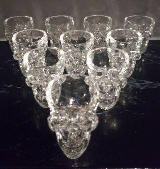 Set Of 10 Crystal Head Vodka Skull Shape Shot Glasses