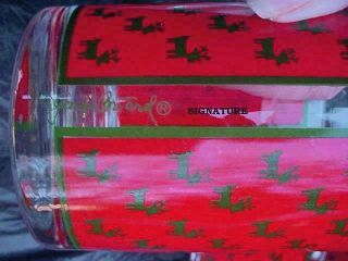 GEORGES BRIARD Christmas ICE BUCKET Red “Patent Leather” Look,  Matching GLASSES 3