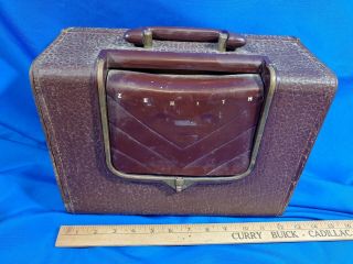 Rare Early 50s Tube Radio Zenith 4g903 The Tip - Top Holiday Vtg Brown Faux
