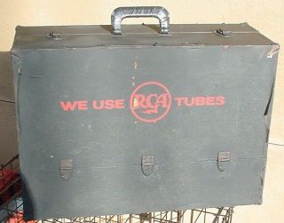 Large Black Rca Meatball Vintage Radio Tv Vacuum Tube Caddy Case 23 " X 16 " X 9 "