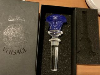 Versace Crystal Cobalt Blue Wine Bottle Stopper