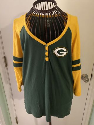 Green Bay Packers Large 3/4 Sleeve Green Henley