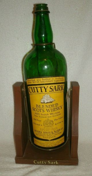 Vintage Empty Cutty Sark Blended Scots Whiskey Large Bottle Bank On Stand