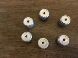 6 vintage chrome car radio stereo knobs round shaft with hex set screws 3