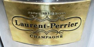 LAURENT - PERRIER Stainless Steel CHAMPAGNE ICE BUCKET w/Plaque & Leather Grip 2