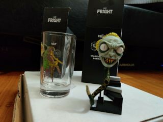 Loot Fright Exclusive Beetlejuice Juice Glass And Staircase Snake Bobblehead Nib