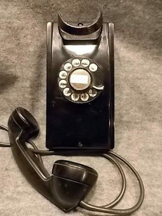 Vintage 1950s Western Electric Black Rotary Dial Wall Mount Phone